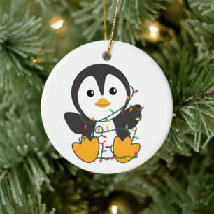 Penguin Christmas Snow Winter Animals Penguins Ceramic Tree Decoration