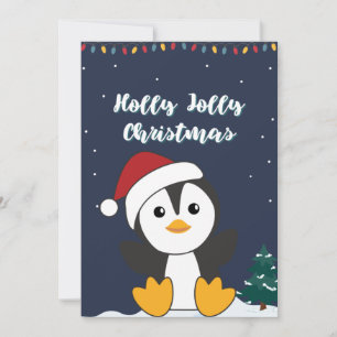 Penguin Christmas Snow Winter Animals Penguins Hol Holiday Card