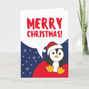 Penguin Christmas Snow Winter Animals Penguins Hol Holiday Card