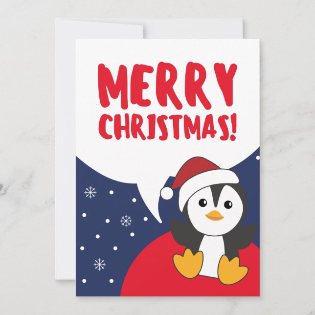 Penguin Christmas Snow Winter Animals Penguins Hol Holiday Card (Front)