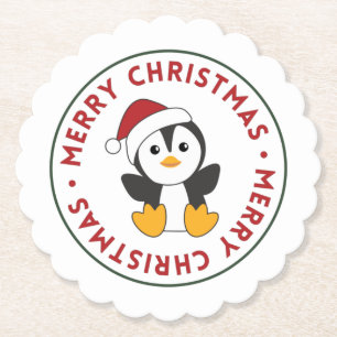Penguin Christmas Snow Winter Animals Penguins Pap Paper Coaster
