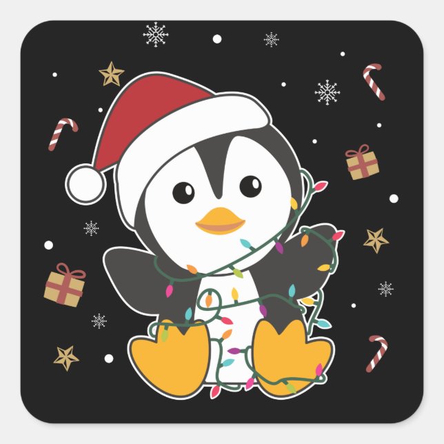Penguin Christmas Snow Winter Animals Penguins Squ Square Sticker (Front)