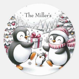 Penguin Christmas Sticker Personalised