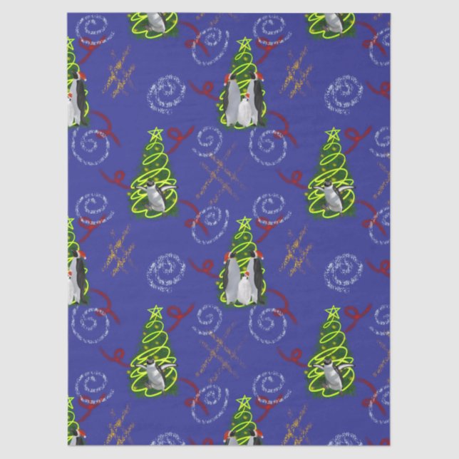 Penguin Christmas Tissue Paper (Front)