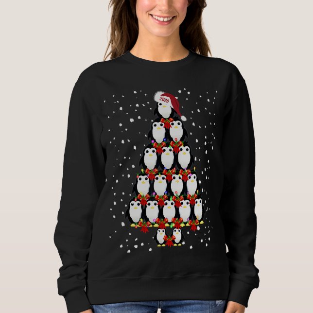 Penguin Christmas Tree Ugly Christmas Sweater (Front)