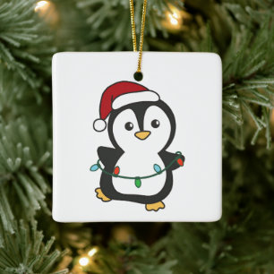 Penguin Christmas Winter Animals Holiday Penguines Ceramic Ornament