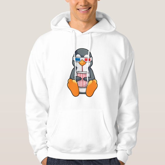 Penguin Cinema Glasses Drinking cup Hoodie (Front)