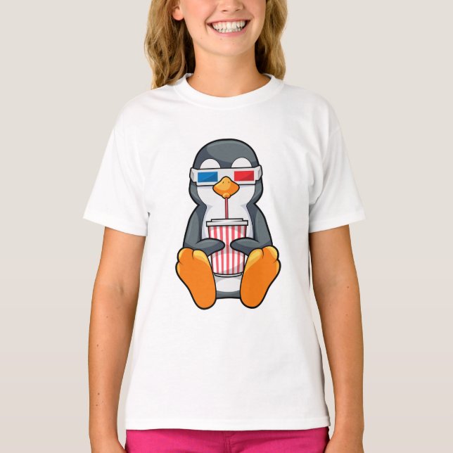 Penguin Cinema Glasses Drinking cup T-Shirt (Front)