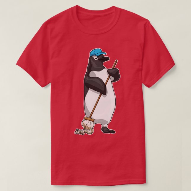 Penguin Cleaner Mop T-Shirt (Design Front)