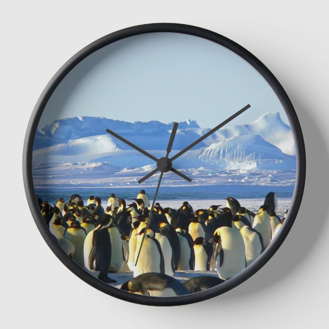 Penguin colony on ice clock (Front)