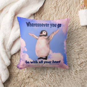 Penguin Confucius Attitude Quote Inspirational  Cushion