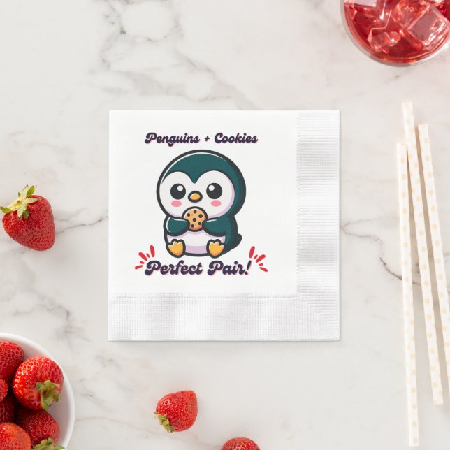 Penguin cookies cute cartoon character snacking napkin (Insitu)