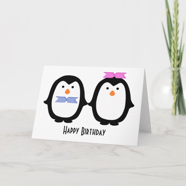 Penguin Couple Birthday Card (Front)