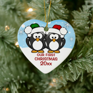 Penguin Couple First Christmas Ornament