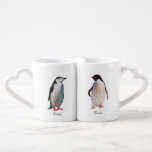 Penguin Couple on White Coffee Mug Set<br><div class="desc">Beautiful penguin couple on white background. Penguins symbolise everlasting love. Text only on the front side.</div>