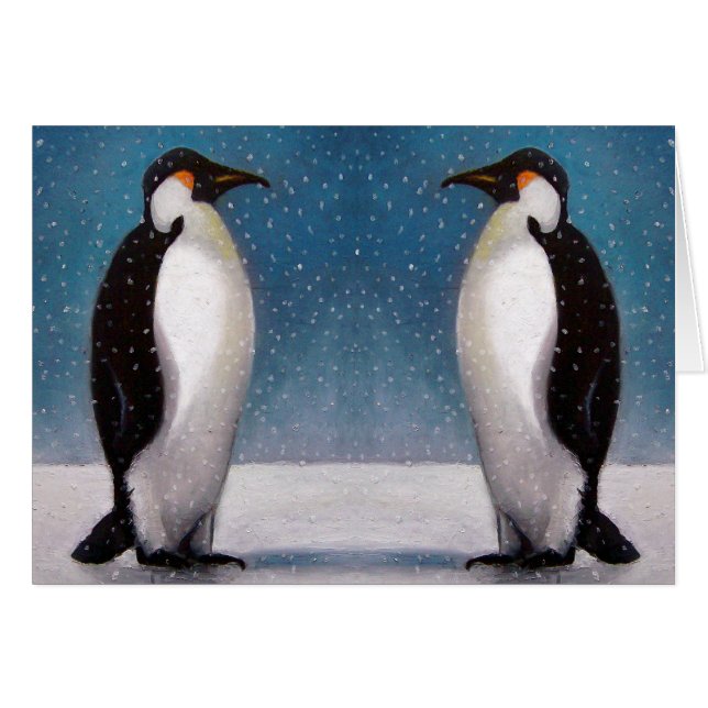 PENGUIN COUPLE: SNOW: ORIGINAL ART (Front Horizontal)