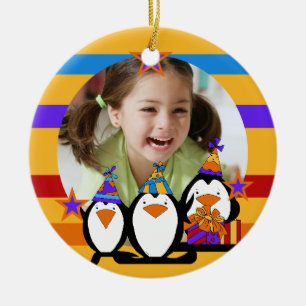 Penguin Customised Photo Birthday Keepsake Ceramic Tree Decoration