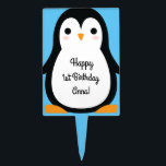 Penguin Cute Kids Birthday Cake Topper Decor<br><div class="desc">This kid's adorable cute penguin cake pick is perfect for your child's winter time 1st birthday party!  Animal lovers will want to take a bite of that cake with this cute topper decor!</div>
