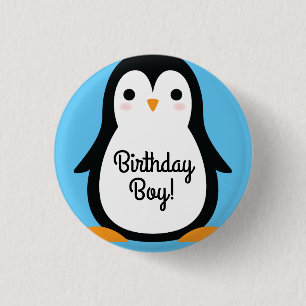 Penguin Cute Winter 1st Birthday Button Pin