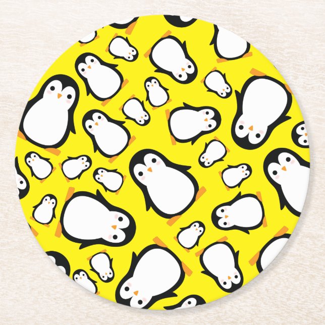 Penguin Cute Winter 1st Birthday Party Coasters (Front)