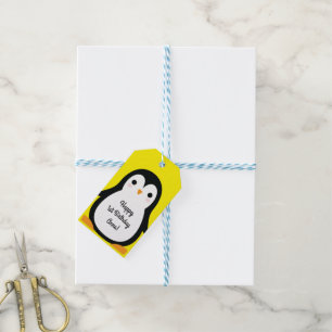 Penguin Cute Winter 1st Birthday Party Thank You Gift Tags