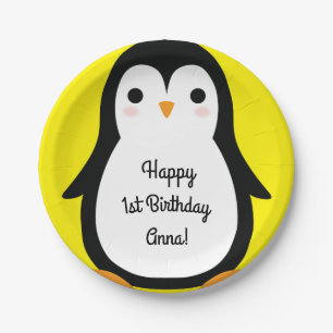 Penguin Cute Winter 1st Birthday Plates