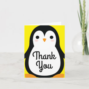 Penguin Cute Winter Thank You 1st Birthday Cards