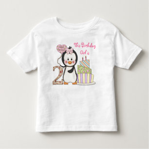 Penguin Cutie- Girl Second Birthday Toddler T-Shirt
