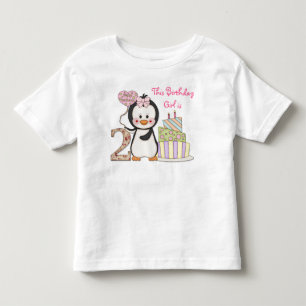 Penguin Cutie- Girl Second Birthday Toddler T-Shirt