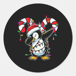 Penguin Dab Christmas Candy Cane Winter Toddler Fu Classic Round Sticker