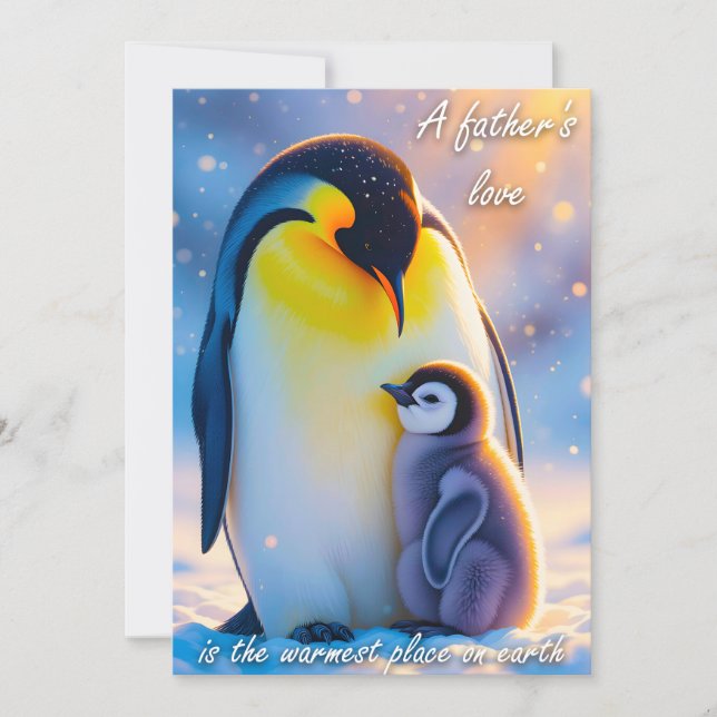 Penguin Dad with Chick Cute Card for Dad Fathers (Front)