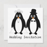 Penguin Design Wedding Invitation