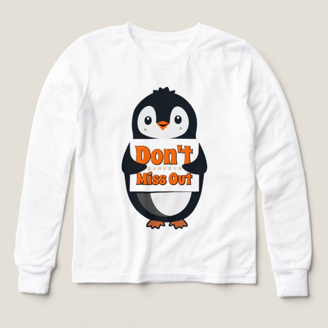 Penguin Don't Miss Out Throw Pillow (Design Front)