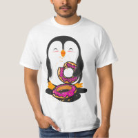 Penguin eating Donuts illustration 