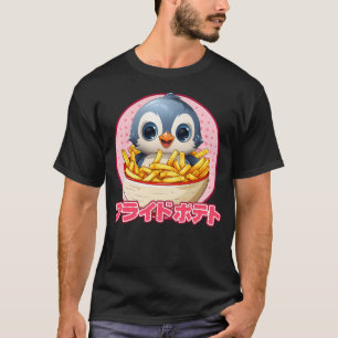 Penguin Eating French Fries Kawaii Penguin Anime T T-Shirt