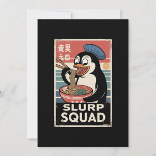 Penguin Eating Ramen Funny Slurp Squad Invitation