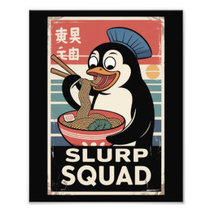Penguin Eating Ramen Funny Slurp Squad Photo Print