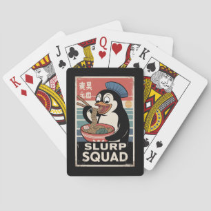 Penguin Eating Ramen Funny Slurp Squad Playing Cards