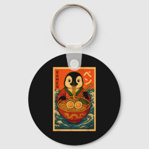 Penguin Eating Ramen Japanese Noodles Funny  Key Ring