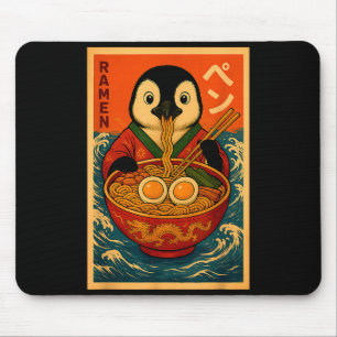 Penguin Eating Ramen Japanese Noodles Funny  Mouse Pad