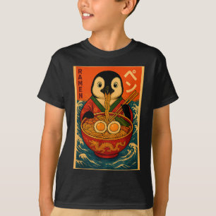 Penguin Eating Ramen Japanese Noodles Funny  T-Shirt