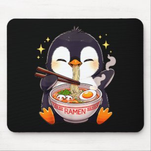 Penguin Eating Ramen Mouse Pad