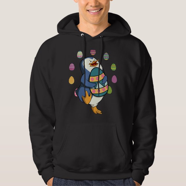 Penguin Egg Hunt Easter Day Cute Animal Boys Girls Hoodie (Front)