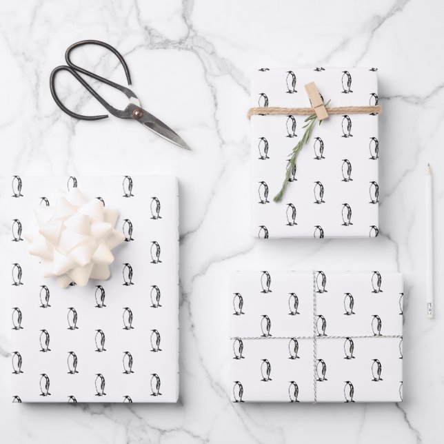 penguin emperor bird polar  wrapping paper sheet (Front)