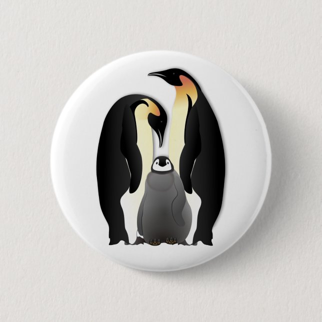 penguin family 6 cm round badge (Front)