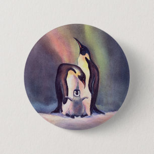 PENGUIN FAMILY by SHARON SHARPE 6 Cm Round Badge