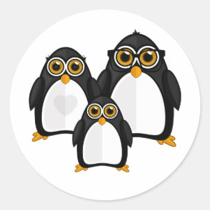 Penguin Family   Classic Round Sticker