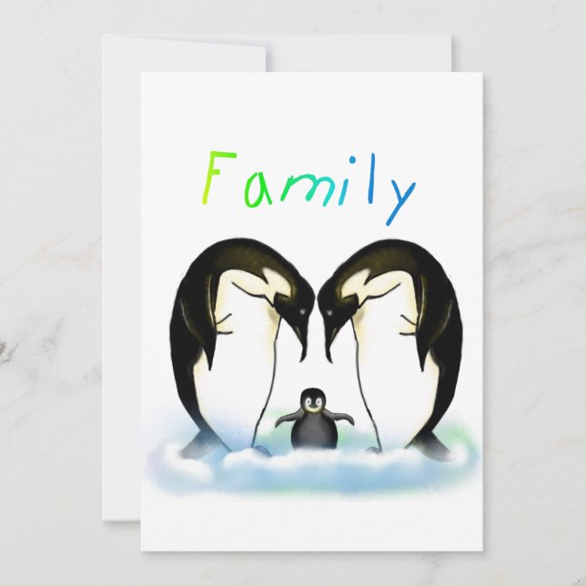 Penguin Family Girl's Invitation (Front)