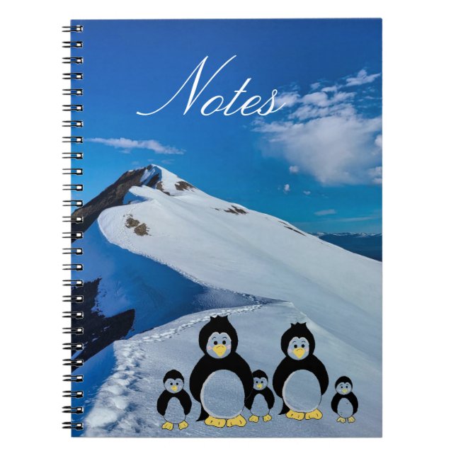 Penguin Family in the Snow Notebook (Front)