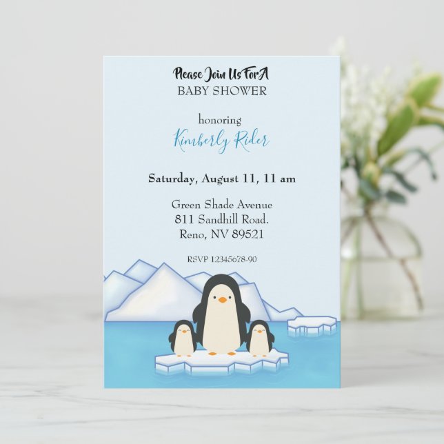 Penguin Family  Invitation (Standing Front)